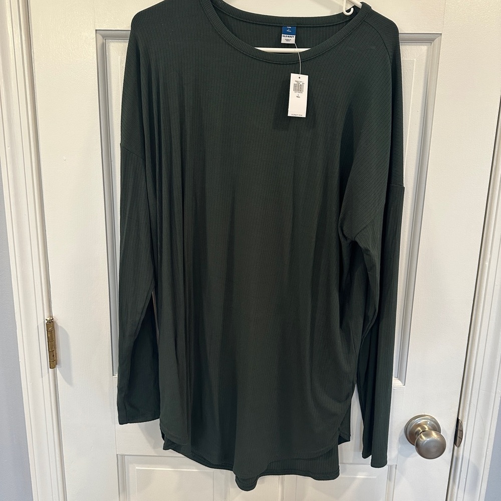 Old Navy Dark Green Ribbed Tunic Long Sleeve Top
